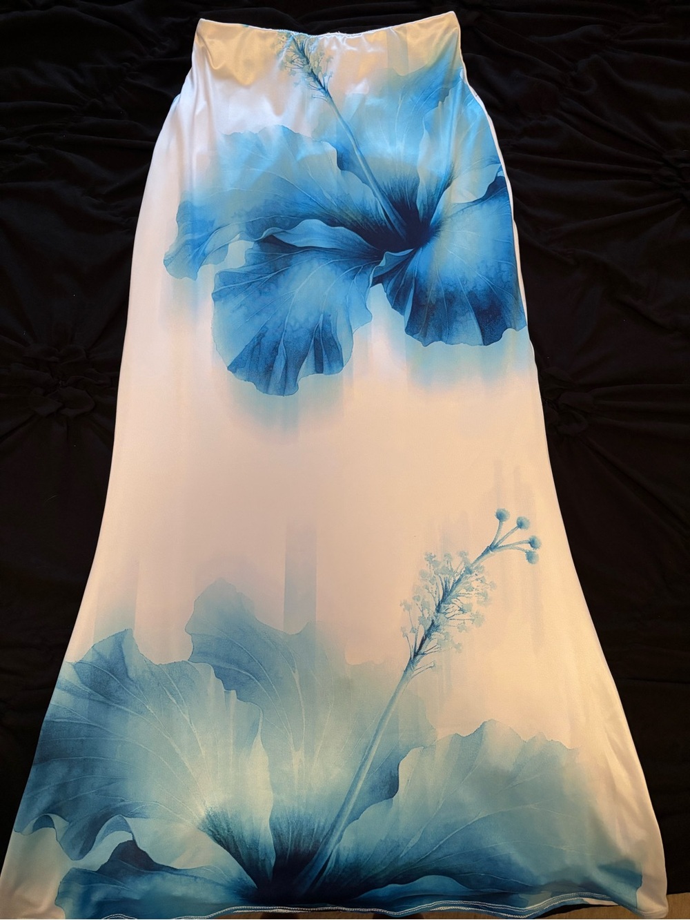 Windsor White Maxi Skirt with Blue Floral Print